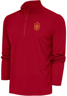 Antigua Spain National Team Mens Red Statement Long Sleeve Qtr Zip Pullover