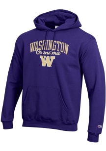 Champion Washington Huskies Mens Purple Grandma Script Powerblend Long Sleeve Hoodie