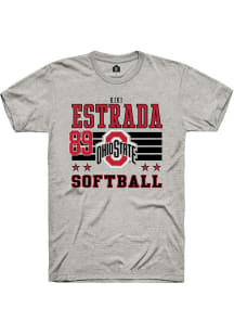 Kiki Estrada Ohio State Buckeyes Ash NIL Striped Short Sleeve Player T Shirt