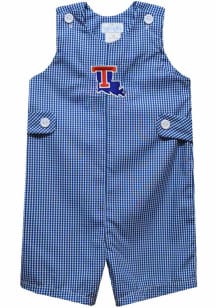 Vive La Fete Louisiana Tech Bulldogs Baby Blue Gingham Overalls
