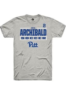 Mya Archibald Pitt Panthers Ash NIL Stacked Box Short Sleeve Player T Shirt
