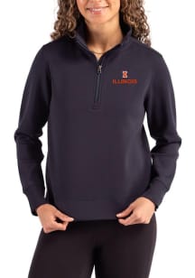 Cutter and Buck Illinois Fighting Illini Womens Navy Blue Roam Qtr Zip