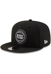 New Era Detroit Pistons Black and White Basic 9FIFTY Mens Snapback Hat