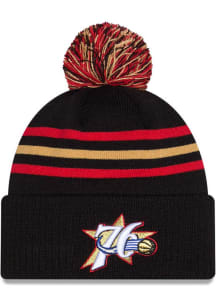 New Era Philadelphia 76ers Black 2025 NBA Classic Edition Jr Cuff Pom Youth Knit Hat