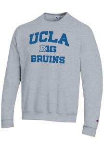 Champion UCLA Bruins Mens Grey Big Ten Powerblend Long Sleeve Crew Sweatshirt