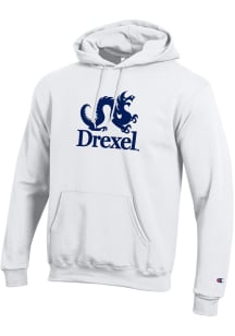 Champion Drexel Dragons Mens White Versa Twill Academic Dragon Long Sleeve Hoodie