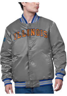 Starter Illinois Fighting Illini Mens Grey Big Ten Mascot Name Light Weight Jacket