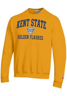 Champion Kent State Golden Flashes Mens Gold MAC Arch Powerblend Long Sleeve Crew Sweatshirt