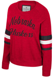 Colosseum Nebraska Cornhuskers Womens Red Poppy Crew Sweatshirt