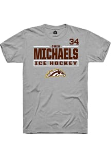 Owen Michaels  Western Michigan Broncos Grey Rally NIL Stacked Box Short Sleeve T Shirt