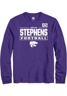 Justin Stephens K-State Wildcats Purple Football NIL Stacked Box Long Sleeve Player T Shirt