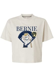 Bernie Brewer  Soft As A Grape Milwaukee Brewers Womens White Boxy Short Sleeve T-Shirt