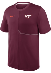Nike Virginia Tech Hokies Maroon Dri-Fit Coach Short Sleeve T Shirt