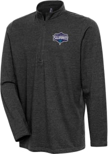 Antigua Greensboro Swarm Mens Black Heather Peak Long Sleeve Qtr Zip Pullover