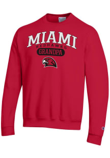 Champion Miami RedHawks Mens Red Pill Box Grandpa Powerblend Long Sleeve Crew Sweatshirt
