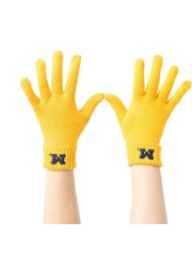 Michigan Wolverines Gold Knit Womens Gloves