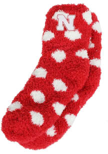 Nebraska Cornhuskers Fuzzy Dot Youth Quarter Socks
