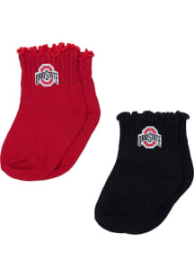 Ohio State Buckeyes 2pk Lettuce Hem Baby Quarter Socks