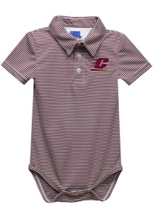 Vive La Fete Central Michigan Chippewas Baby Maroon Pencil Stripe Short Sleeve One Piece Polo