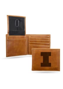 Illinois Fighting Illini Logo Personalized Laser Engraved Mens Bifold Wallet
