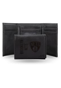 Brooklyn Nets Personalized Laser Engraved Mens Trifold Wallet