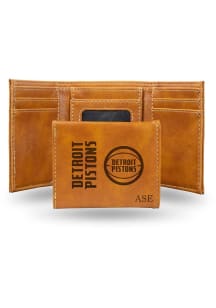 Detroit Pistons Personalized Laser Engraved Mens Trifold Wallet