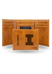 Illinois Fighting Illini Personalized Laser Engraved Mens Trifold Wallet