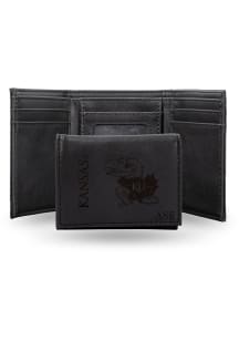 Kansas Jayhawks Personalized Laser Engraved Mens Trifold Wallet