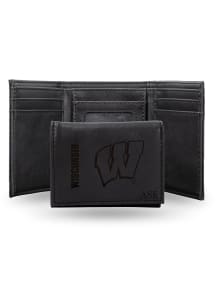 Wisconsin Badgers Personalized Laser Engraved Mens Trifold Wallet