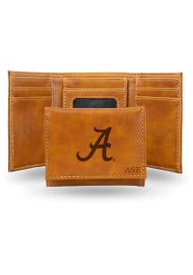 Alabama Crimson Tide Logo Personalized Laser Engraved Mens Trifold Wallet