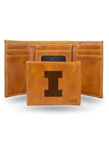 Illinois Fighting Illini Logo Personalized Laser Engraved Mens Trifold Wallet