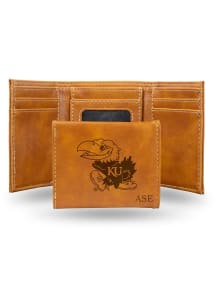Kansas Jayhawks Logo Personalized Laser Engraved Mens Trifold Wallet