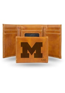 Michigan Wolverines Logo Personalized Laser Engraved Mens Trifold Wallet