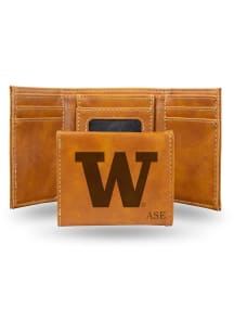 Washington Huskies Personalized Laser Engraved Mens Trifold Wallet
