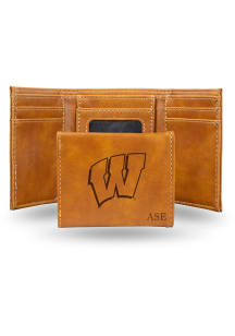 Wisconsin Badgers Logo Personalized Laser Engraved Mens Trifold Wallet