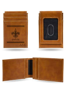 New Orleans Saints Personalized Laser Engraved Front Pocket Mens Bifold Wallet