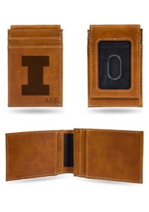 Illinois Fighting Illini Logo Personalized Laser Engraved Front Pocket Mens Bifold Wallet