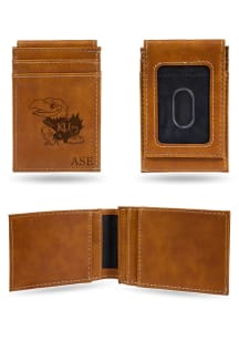 Kansas Jayhawks Logo Personalized Laser Engraved Front Pocket Mens Bifold Wallet
