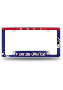 New York Giants 4X Super Bowl Champs All Over Chrome License Plate Frame - Black
