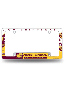 Central Michigan Chippewas All Over Chrome License Plate Frame - Silver