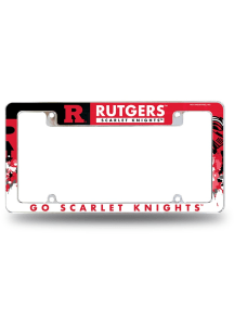 Rutgers Scarlet Knights All Over Chrome License Plate Frame - Silver