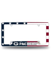 Green Bay Packers US Flag All Over Chrome License Plate Frame - Red
