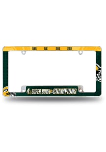 Green Bay Packers 4X Super Bowl Champs All Over Chrome License Plate Frame - Black
