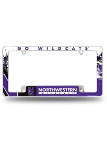 Northwestern Wildcats All Over Chrome License Plate Frame - Silver