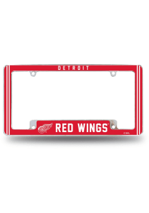 Detroit Red Wings All Over Chrome License Plate Frame - Silver
