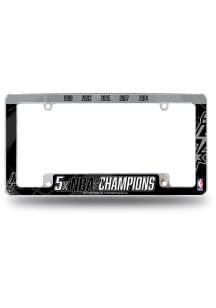 San Antonio Spurs 5X NBA Champs All Over Chrome License Plate Frame - Black