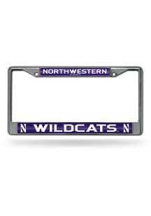 Northwestern Wildcats Glitter Chrome License Plate Frame - Silver