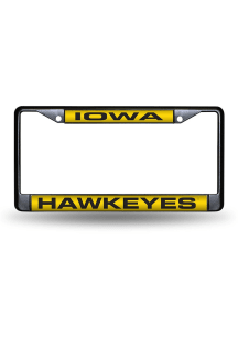 Iowa Hawkeyes Black Chrome License Plate Frame - Black