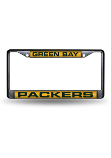 Green Bay Packers Black Chrome License Plate Frame - Black