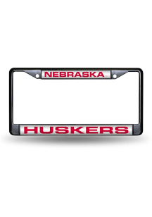 Nebraska Cornhuskers Black Chrome License Plate Frame - Black
